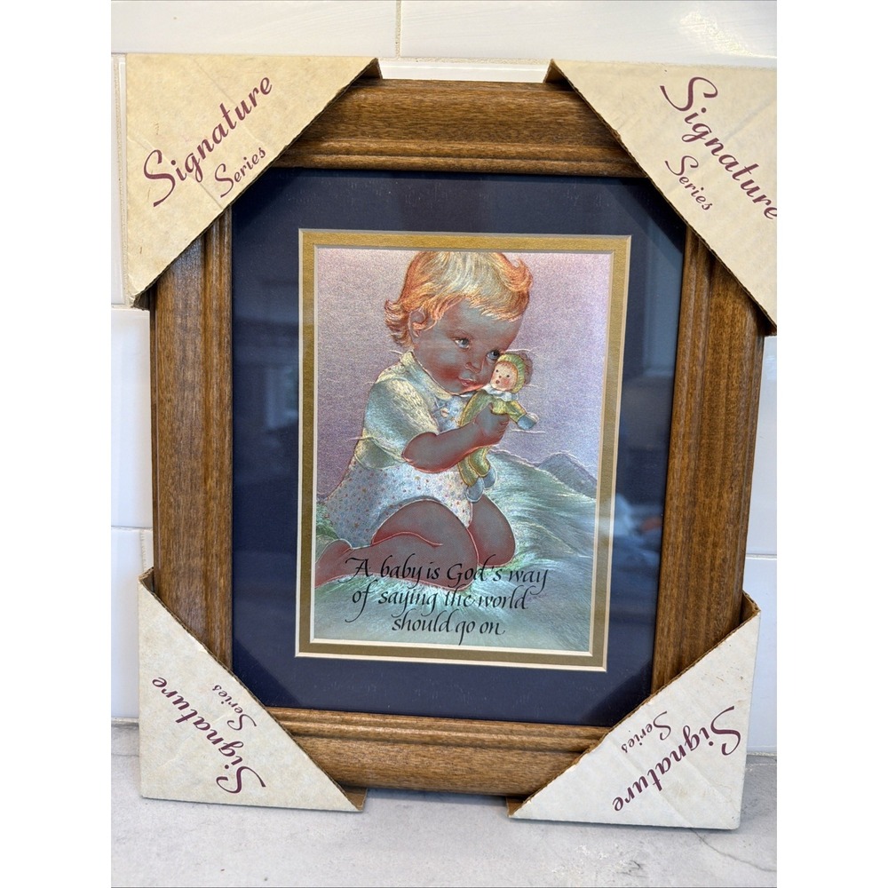 Vintage Foil Baby Portrait A Baby Is God's Way Of Saying The World Should Go On